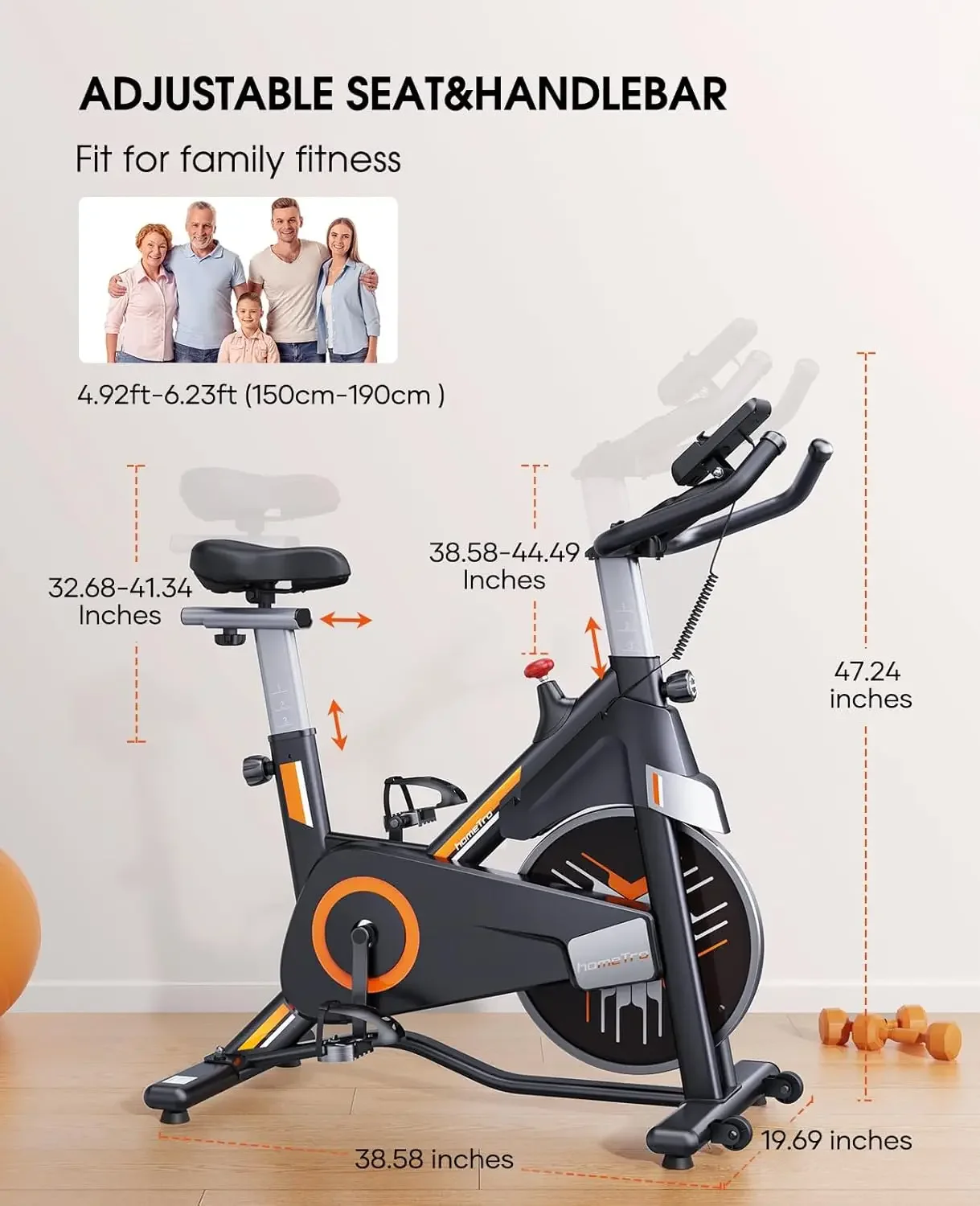 Exercise Bikes,Magnetic Resistance,Quiet Belt Drive Indoor Stable Cycling Bike 330LBs for Home, Monitor & Phone Mount