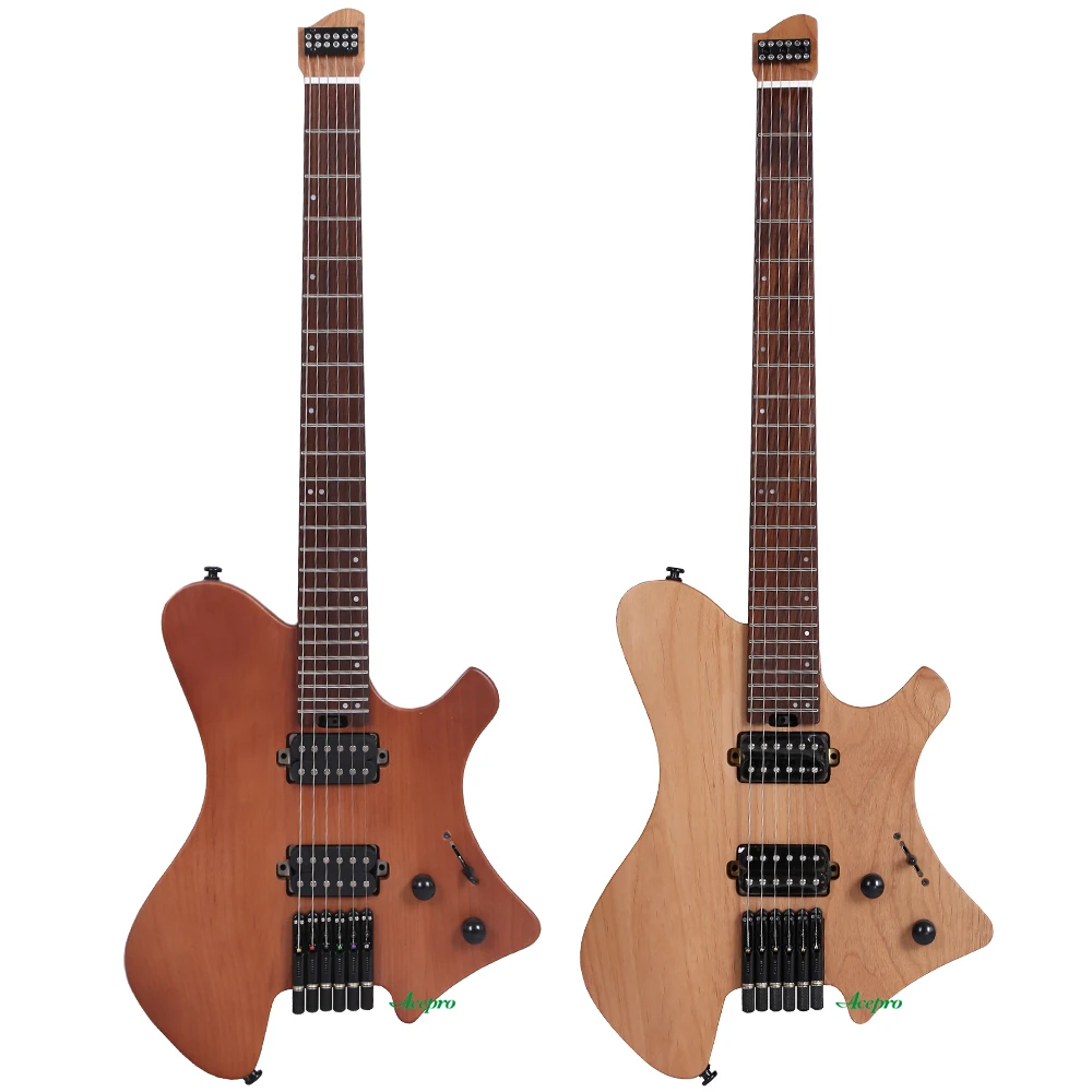 

Acepro 6 String Headless Electric Guitar, Alder Body, 2.9 Jumbo Stainless Steel Frets, Natural Color, Guitarra