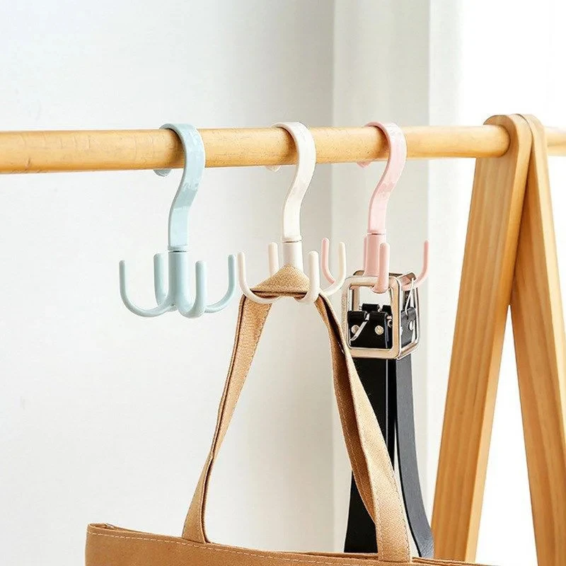 Rotatable Hanging Bag Hat Scarf Dormitory Storage Punch-FreeFour-Claw Hook Multi-Functional Multi-Purpose Movable Hook