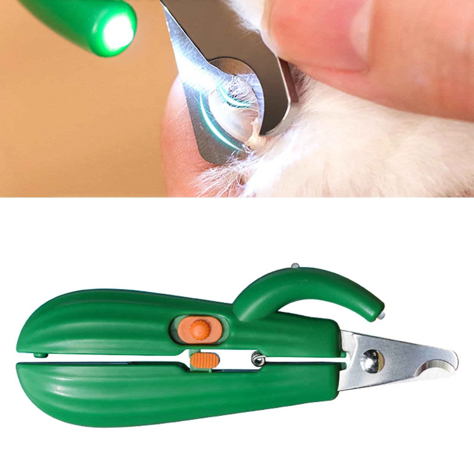 LED Cat Nail Clipper Cute Cactus Shape Stainless Steel Blades Ergonomic Handle Pet Claw Trimmer For Dogs Cats