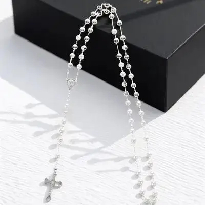

1pc For Women Pearl Rosary Bead Jewelry Prayer Chain Daily Wear Party Religious Gift Beaded Necklace Aesthetic