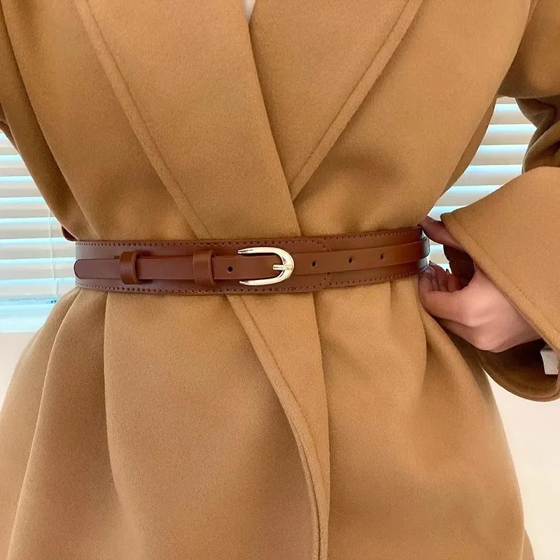 

Women Luxury Corset Versatile Casual Belt Metal Buckle Belt Waist Closure Wrap Wide Belt with Shirt Skirt Coat Sweater Waistband