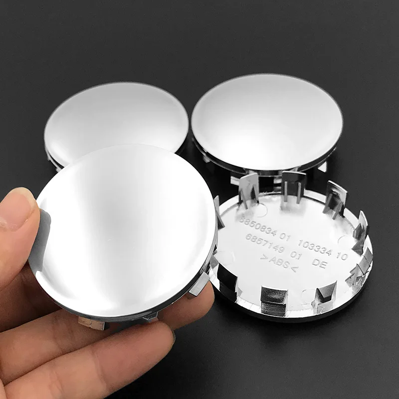 أغطية مركز عجلة السيارة لسيارات بي دبليو ، أغطية محور الحافة ، غطاء مقاوم للأتربة ، فضي كروم ، فارغ ، بدون شعار ، جديد ، 57 من ، 4 لكل لوت #3