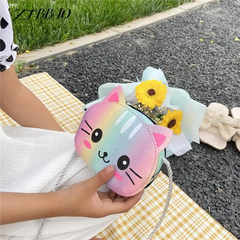 1PCS Cute Cartoon Cat Baby Girls Shoulder Bags Mini Crossbody Bag For Children Boys Kids Small Coin Purse Handbags Wallet