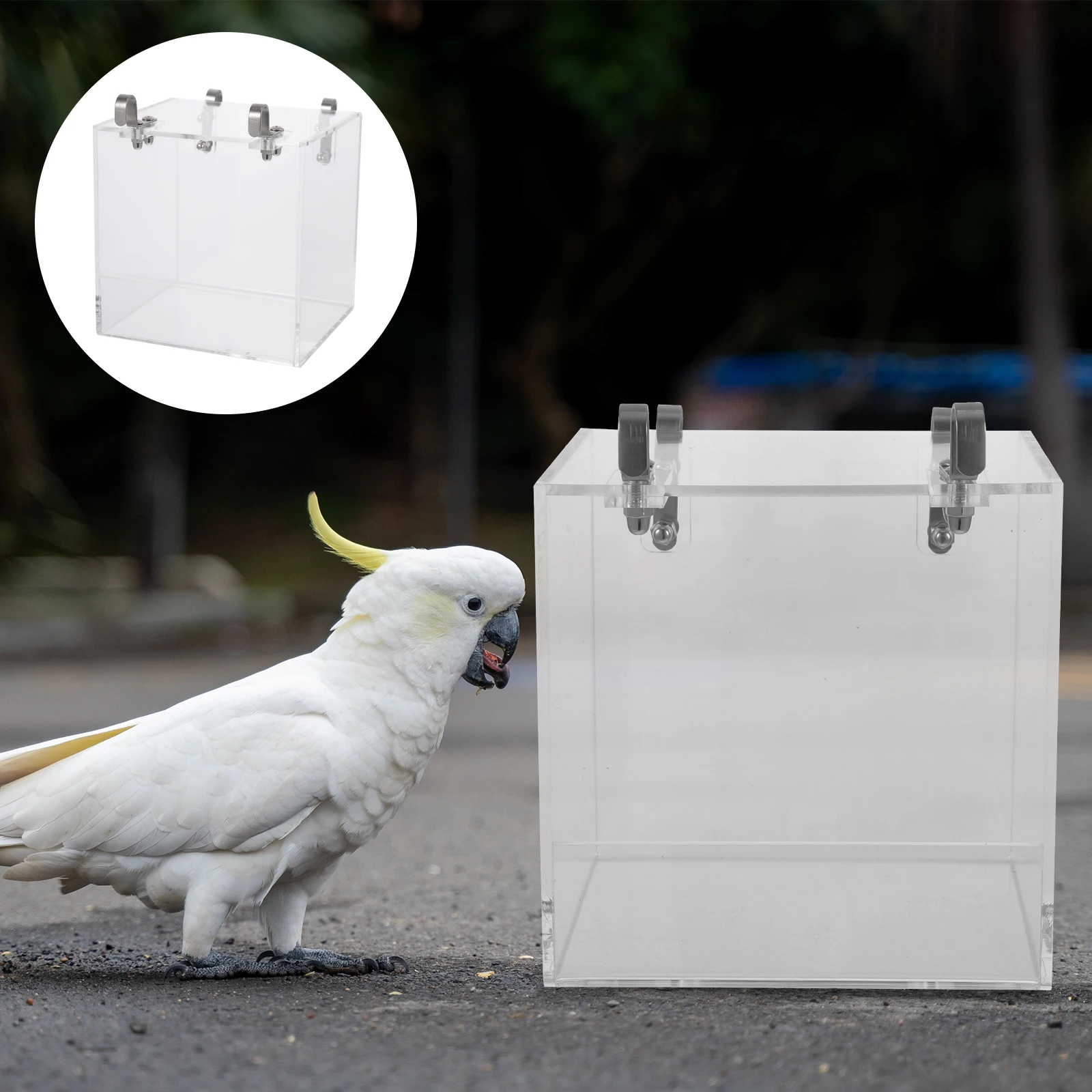 

Acrylic Bird Bathing Box Clear Shower Container For Parrot Cage Decorative Bath Tub Household Pet Store Use Sturdy Lightweight