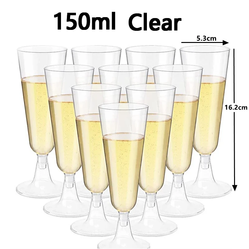15/25/50 Stuks 150 Ml Wegwerp Champagne Glazen Cocktailglazen Plastic Hoge Bril Martini Bril Voor bruiloften Party