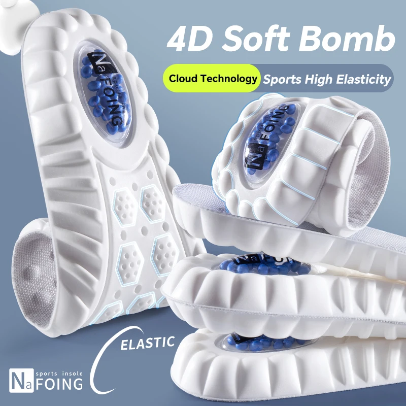1 Pair 4D Air Cushion Sports Insoles Long Standing No Tired Shock Absorption Comfortable Running Shoe Pads For Men Women