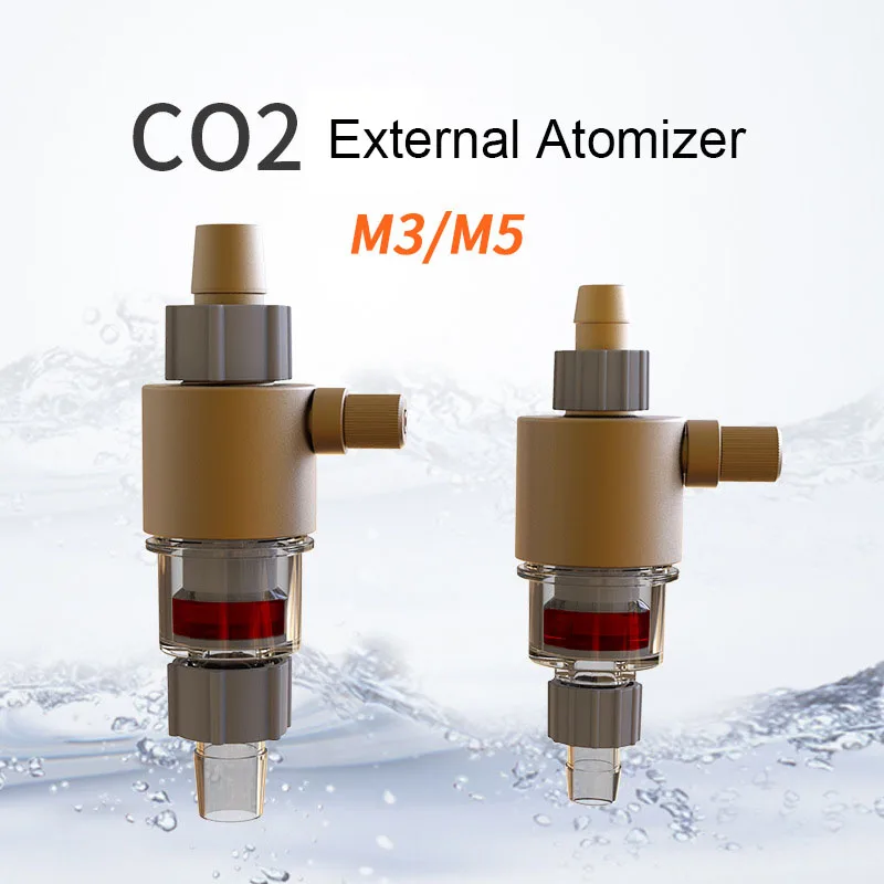 QANVEE CO2 External Inline Atomizer Diffuser M3/M5 for Aquarium Planted Tank Fish Tank Aquatic Accessories Filter