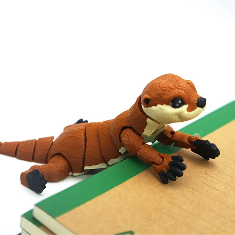 14cm Mini 3D Printed Otter Crafts Ornament Gift Creative Animal Joints Movable Model Funny Home Accessories Gift for Home Decor