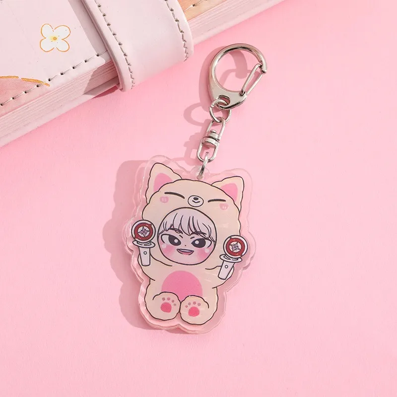 Cute Cartoon Kpop KeyChain Stray Kids Pendant Keyring Bag Acrylic Car Chain Lovely Mobile Phone Accessories Pendant Gifts