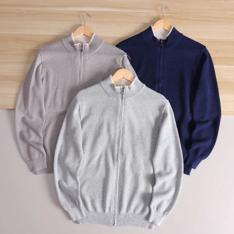 

Spring Faion Urban Sle Long Sve Knitted Cardigan Woolen Pine Pattern Embroidery Casual Stand Collar Jaet for Men