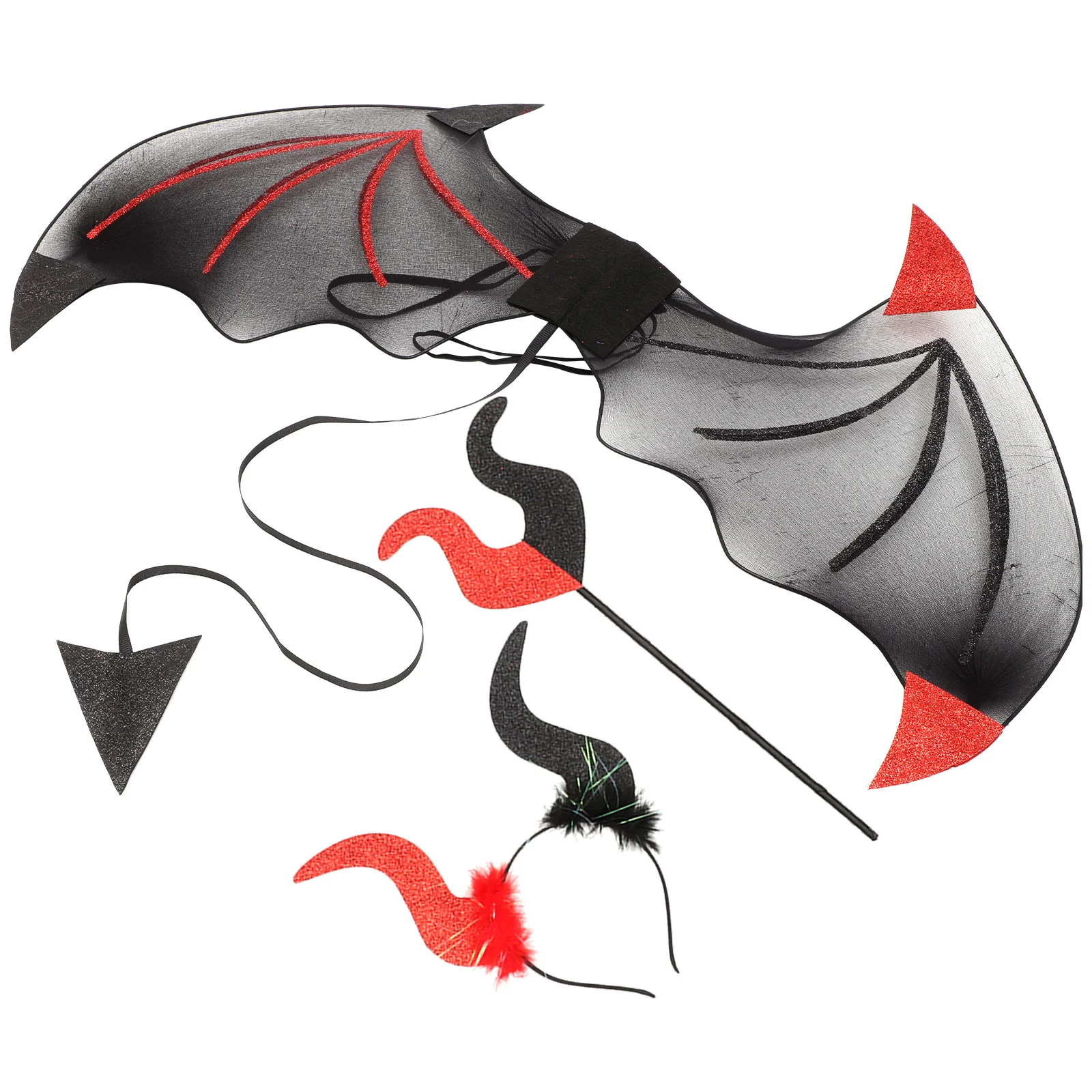 

1 Set Halloween Costume Accessories Set Wings Horn Headband Stick Party Cosplay Supplies Festival Decorations For