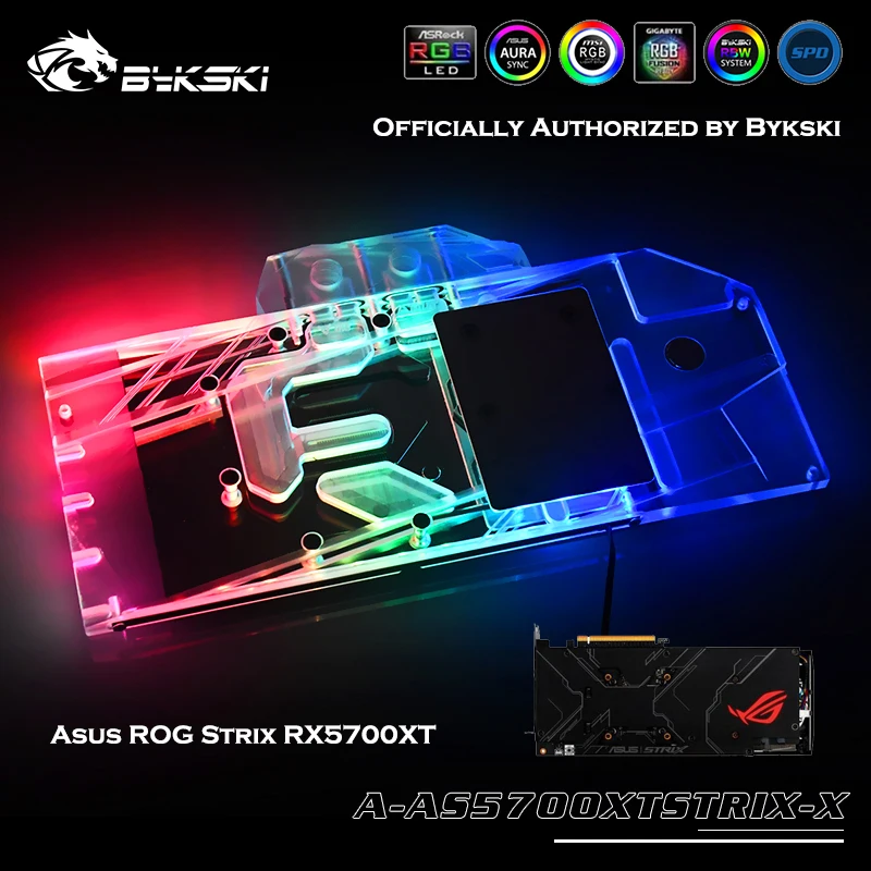 Bykski Full Cover GPU Water Block For ASUS ROG STRIX RX5700XT Graphics Card PC Cooling Cooler,AURA SYNC  A-AS5700XTSTRIX-X