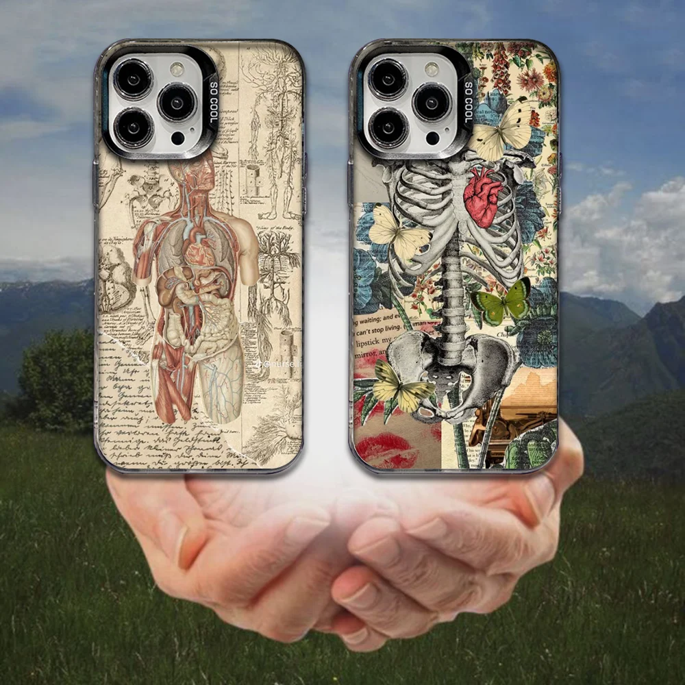 

Medical Human Anatomy Phone Case For iPhone 16,15,14,13,12,11,8,7,Pro,Max,Plus,Mini,XS,SE Anti Fall Black Matte Hard