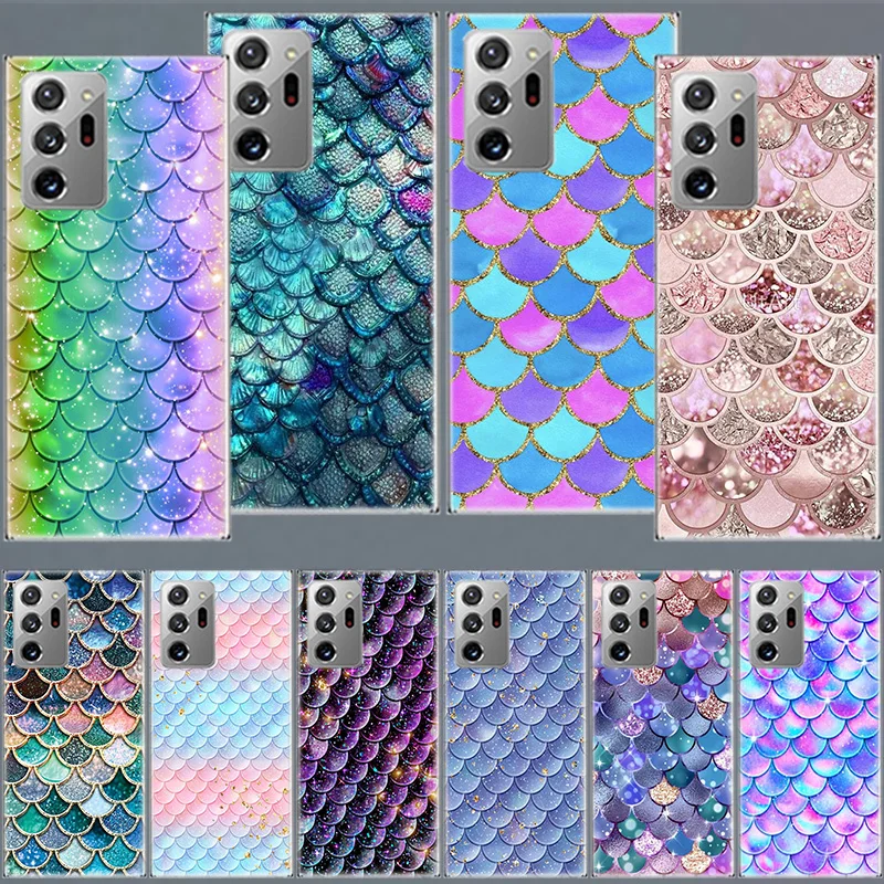 Fish Scale Pattern Mermaid Phone Case For Samsung A05S A15 A25 A35 A55 Galaxy Note 20 Ultra 10 9 8 J8 J6 J4 S8 Plus F52 F62 F12