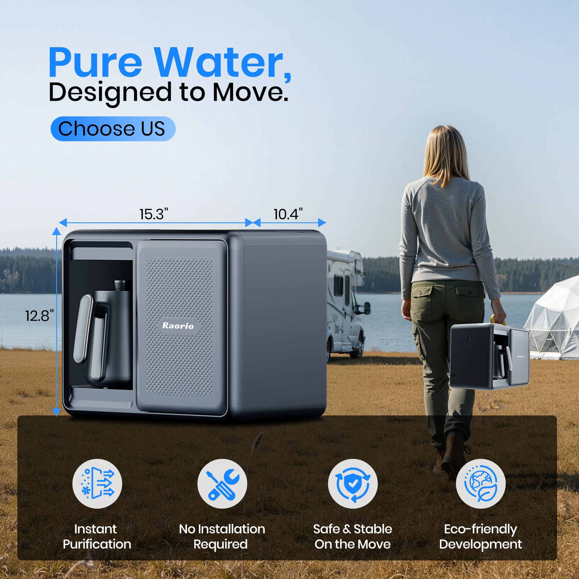 

Портативная фильтрация воды, нагревательная вода, столешница, станция для очистки обратного осмоса, 5-ступенчатый RO-фильтр для воды, питьевая вода для кемпинга