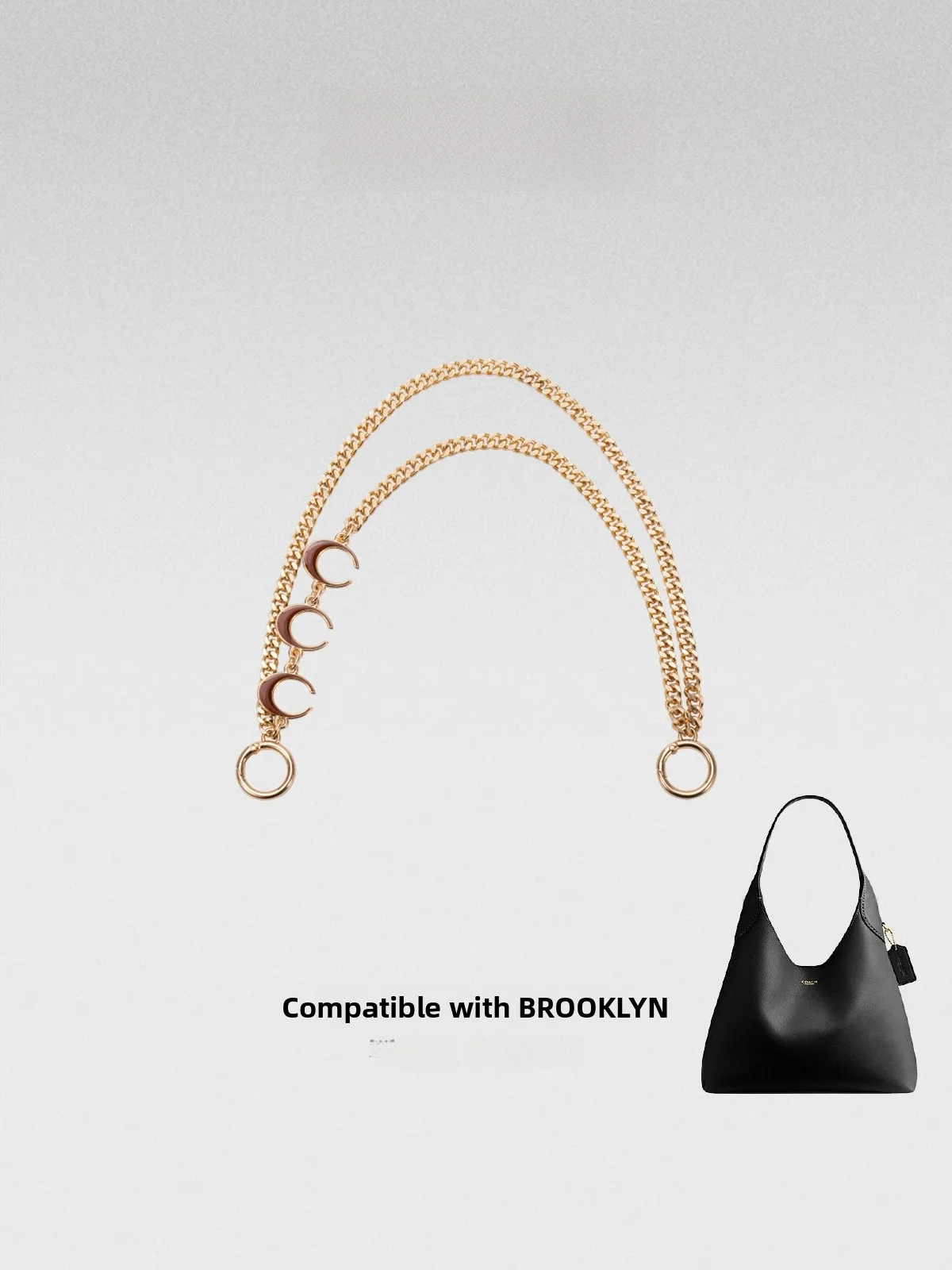  Brooklyn Brooklyn Shoulder Bag Decorative Chain Moon Tooth Single Shoulder Bag Strap Fashion Accessory Winter 2024