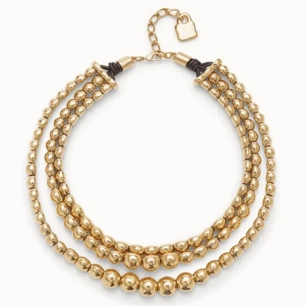 2025 Autumn Retro Metallic Multi layered Gold and Silver Round Bead Necklace Neutral Accessories Premium Gift