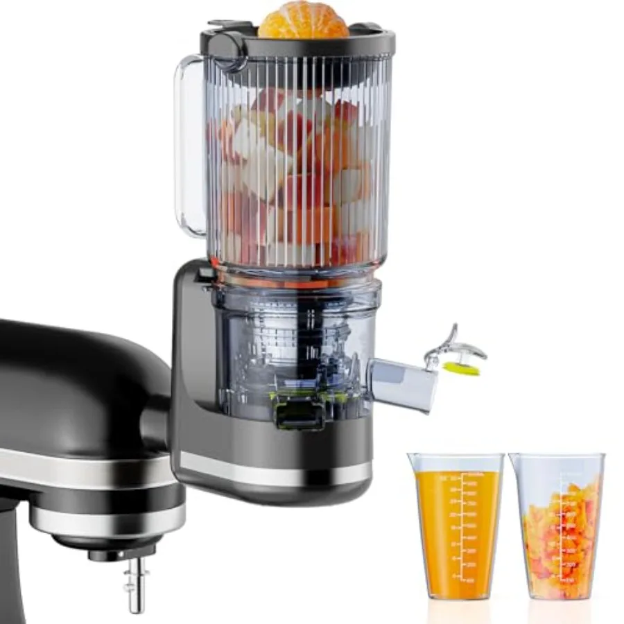 

Cold Press Slow Juicer Attachment for KitchenAid: 4.9 Feed Chute, Black ABS Plastic, Efficient Whole-Fruit Vegetable Juicing wi