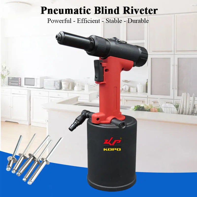 KOPO Pneumatic Blind Riveter 3.2 mm-6.4 mm Air Riveting tool Industrial Grade  Hydraulic Riveter Heavy Duty Rivet Fastening Kit