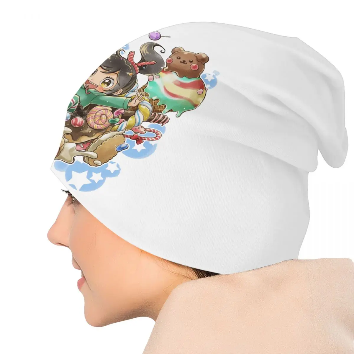 Custom Wreck-It Ralph Wallpaper Anime Skullies Beanies Caps Fashion Winter Warm Women Men Knitted Hat Unisex Adult Bonnet Hats