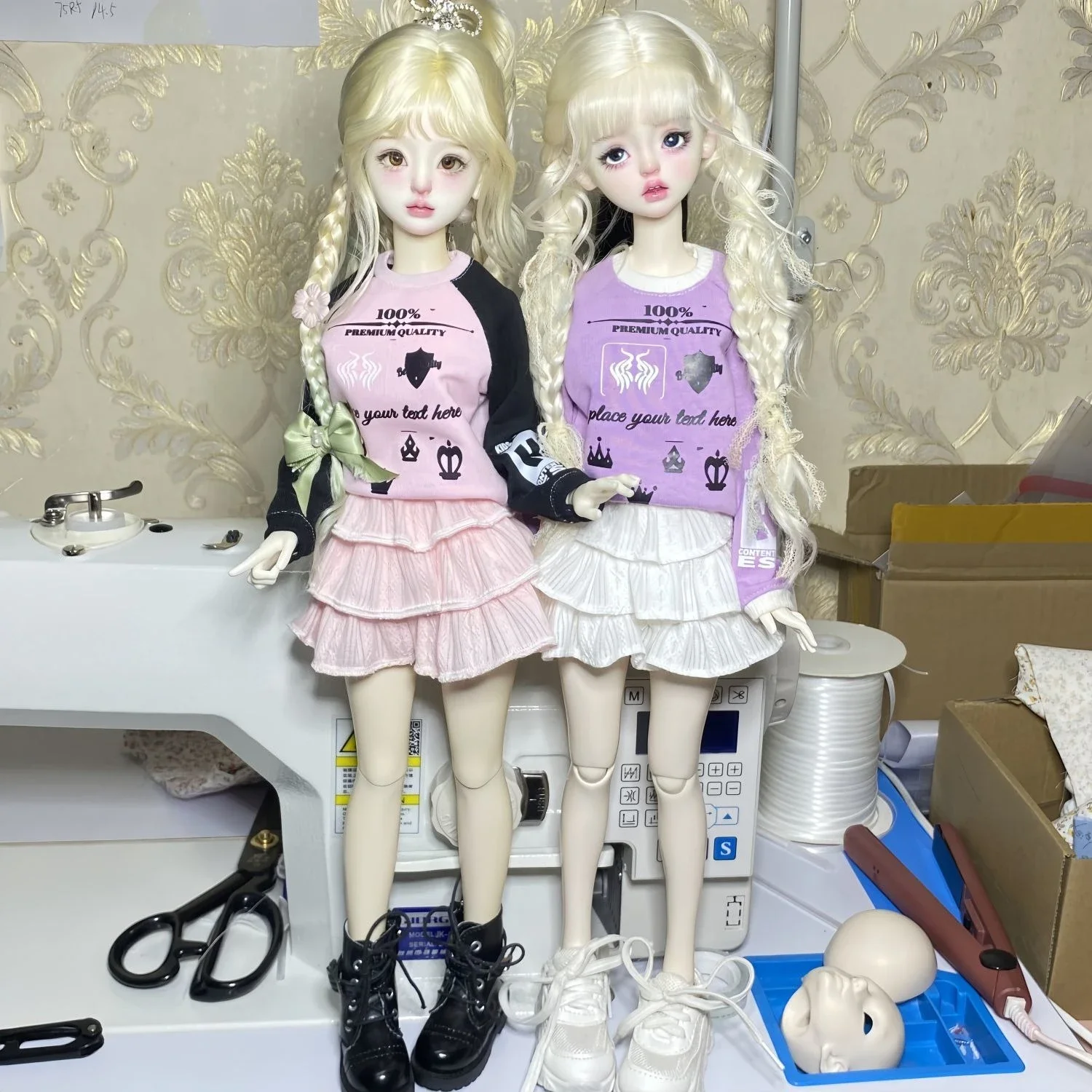 1/4 poppenkleding pak hoodie + korte rok set voor 45 cm bjd pop meisje speelgoed aankleden speelhuis mode pop accessoires, geen pop