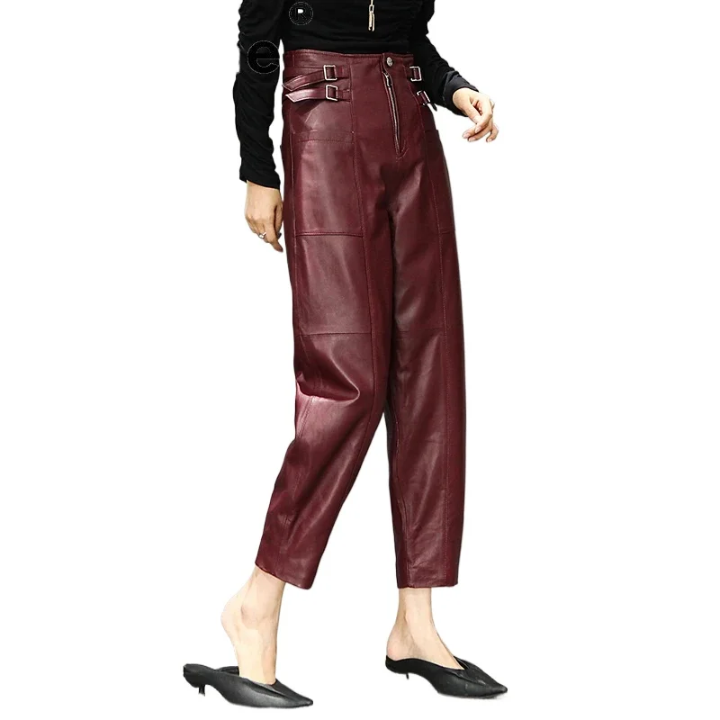 

Tajiyane Pants for Women Genuine Sheepskin Trousers Woman High Waist Trousers Women's Cloth Harem Pants Pantalon Femme TN1286