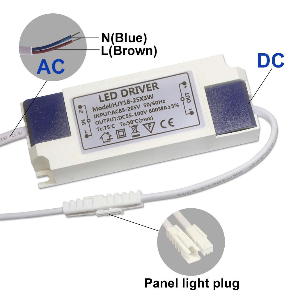 600mA LED Driver Constant Current 3W-60W 9W12W18W24W36W50W 2-3x3w 8-12x3w 18-25x3w Power Supply Converter for Down Light Adapter