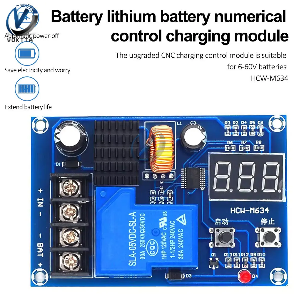 DC 6-60V Battery Charging Control Module Storage Lithium Battery Charging Control Switch Protection Board Auto Switch Controller