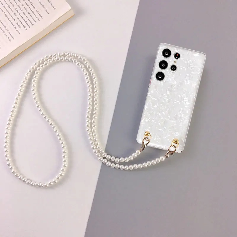 S23 ultra Crossbody Pearl Lanyard Phone Case For Samsung S23 Case Chain Cover For Samsung Galaxy S23 / S23 Ultra S25 S24 FE Case