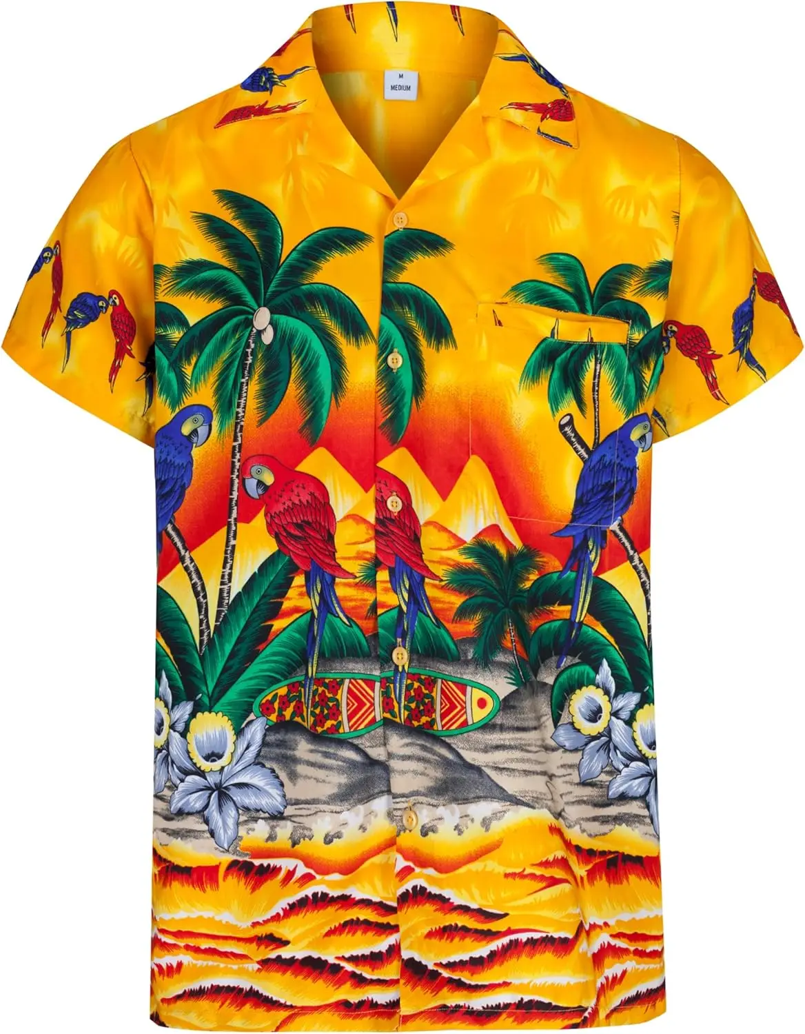 

Summer Shirts for Men Short Sleeve Button Down Mens Shirt Parrot and Palm Tree Beach Tropical Mens Summer Hawaiian Fancy clothe
