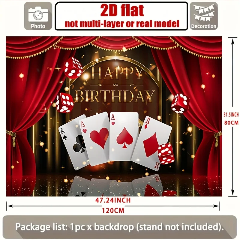 نسيج عيد ميلاد بطاقة البوكر، تصميم Ace of Spades Hearts Diamonds، لوحة فنية جدارية على شكل كازينو لخلفية صور الحفلات وديكور الغرفة #6
