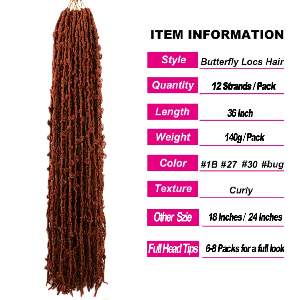 36-дюймовые локоны-бабочки, вязанные крючком волосы, 350 красных, 12 прядей, предварительно заплетенные рваные локоны-бабочки, искусственные локоны, вязаные крючком косы для чернокожих женщин