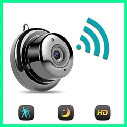 Mini caméra de surveillance WiFi HD 1080p, dispositif de sécurité domestique sans fil, aste par USB, avec vision nocturne et port SD