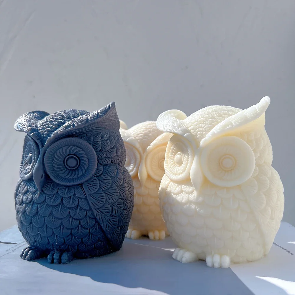 Creative Animal Statue Silicone Mold Owl Candle Molds Figurines Novelty Decor Bird Decor Gifts