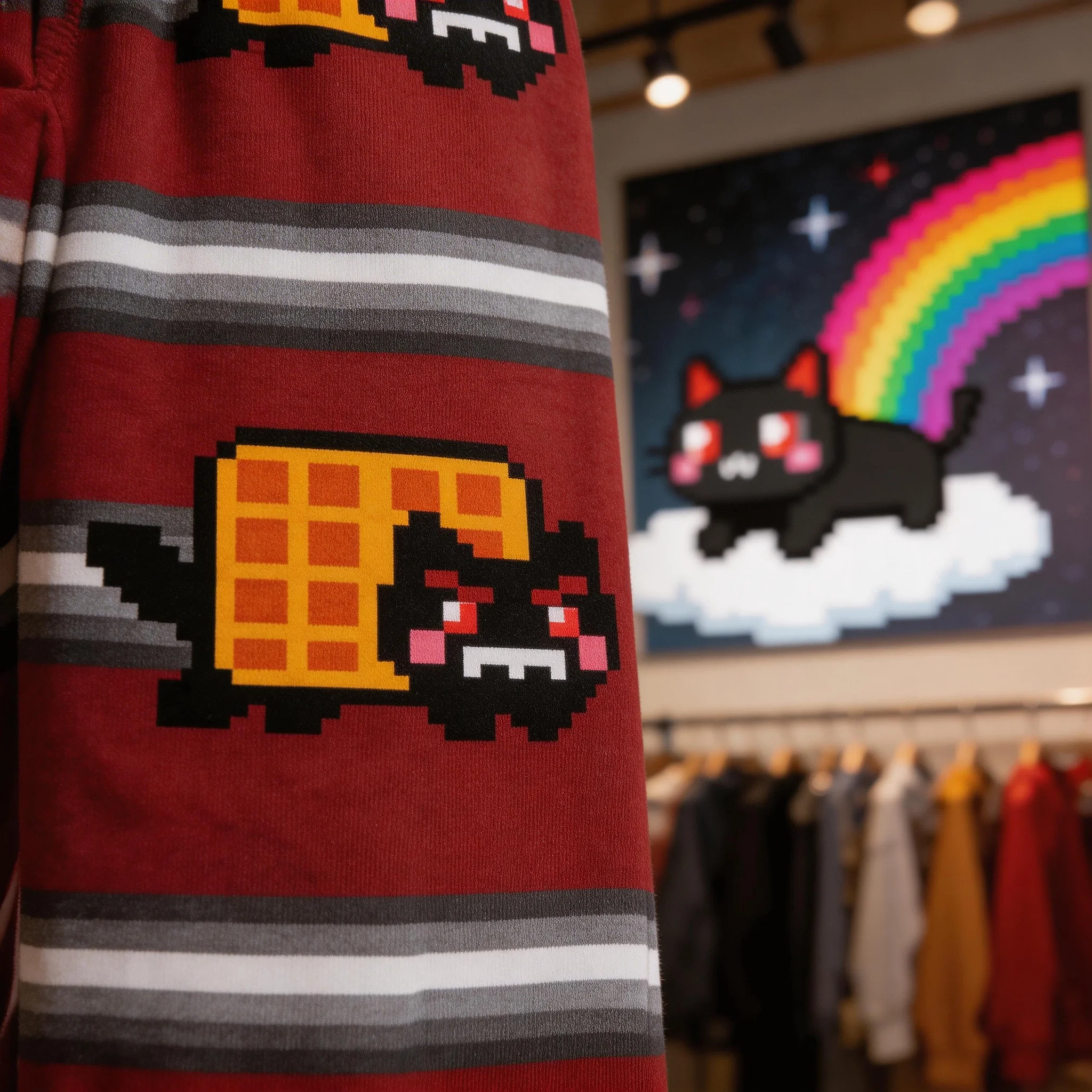 Hip Hop Retro Joggings Y2k Nyan Cat Baggy Elastic Waist Pants Streetwear Casual Pants Couples Sweatpants Men Clothing