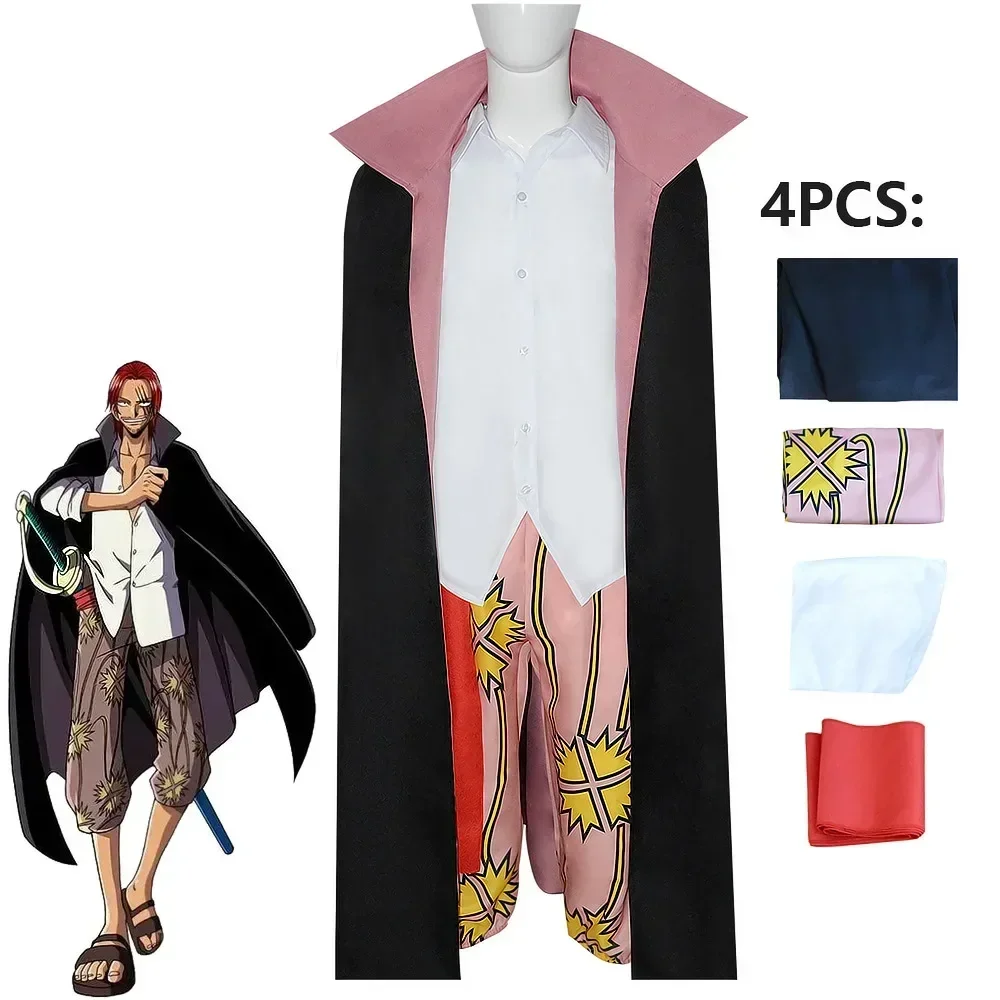 

New Red Shanks Cosplay Full Outfit For Adults Anime Film Halloween Party Costume Trench Coat Red Hair 7.5 Aate