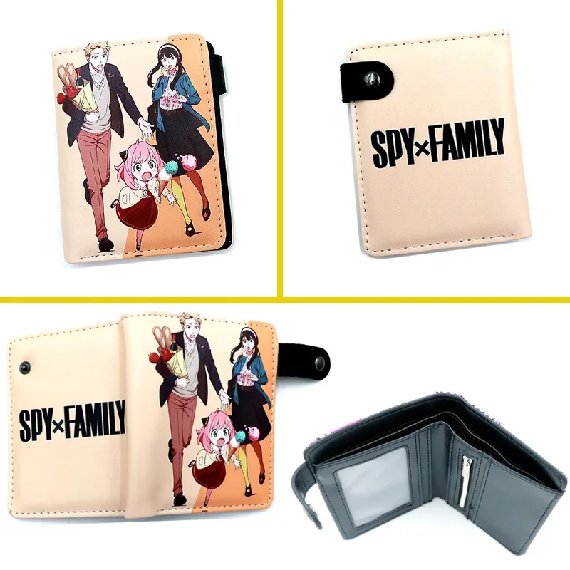 Anime SPY×FAMILY Loid Anya Forger Yor PU Short Folding Wallets Coin Purse with Interior Zipper Pocket