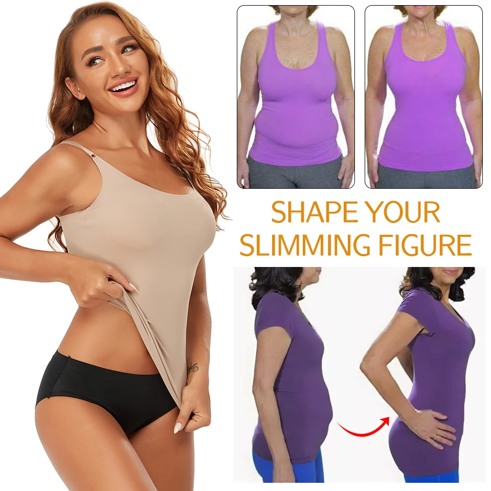 Women's Tummy Control Shapewear Smooth Body Shaping Camisole Tank Tops Slimming Underwear Seamless Compression Body Shaper Vest