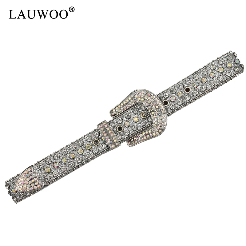 Rhinestone Rivet Belt Glitter PU Belt Hip Hop Jeans Pants Belt Punk Cowboy Cowgirl Belts For Women Men Fairly Fine