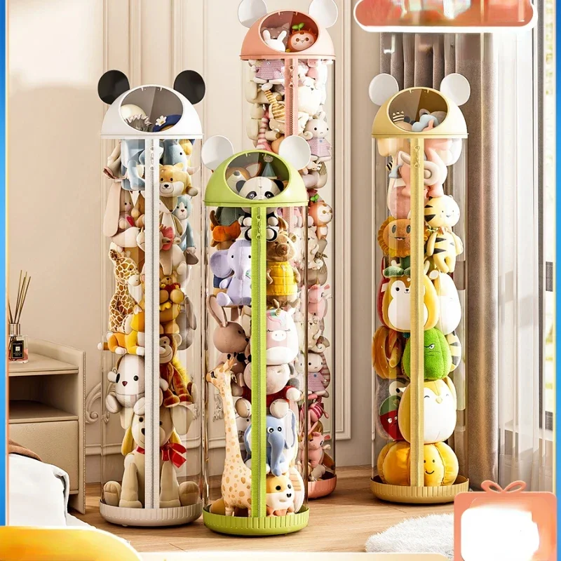 Seau de Rangement Transparent à Fermeture Éclair pour Enfant, Tube de Rangement de Coquille de Jeu, Rangement de Tissu de Poupée en Peluche