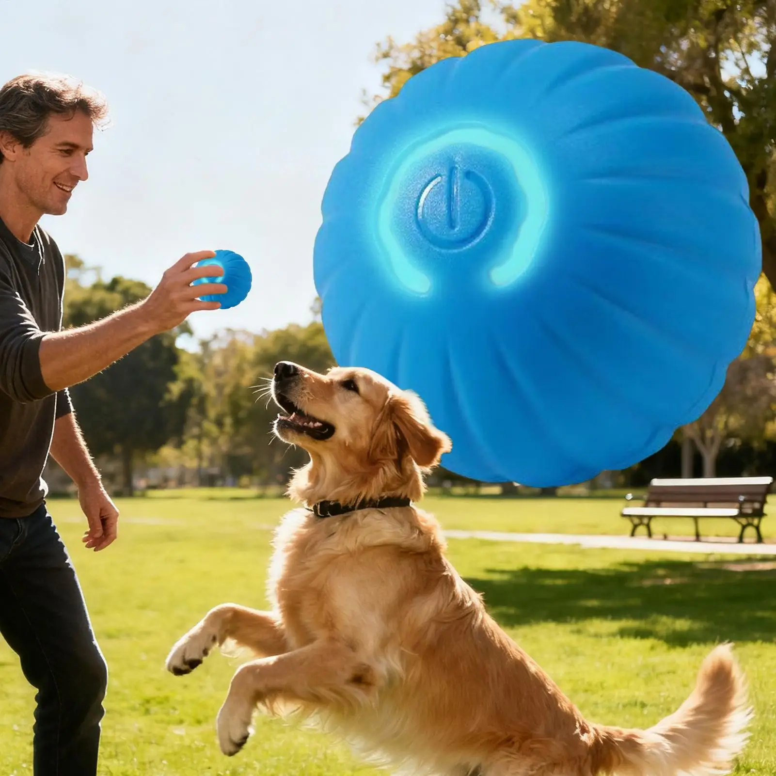 Moving Dog Ball With LED Light Automatic Interactive Accessory Cat Ball Toy For Indoor Outdoor Play Training Exercise Mental