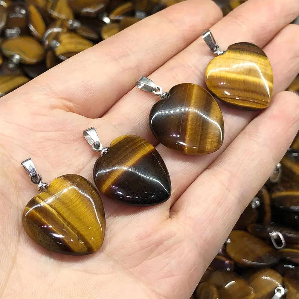 

5pcs/Lot Natural Tiger Eye Stone Heart Pendant Crystals and Healing Stone Crystal Gemstones Home Decor Reiki Gift Jewelry Making