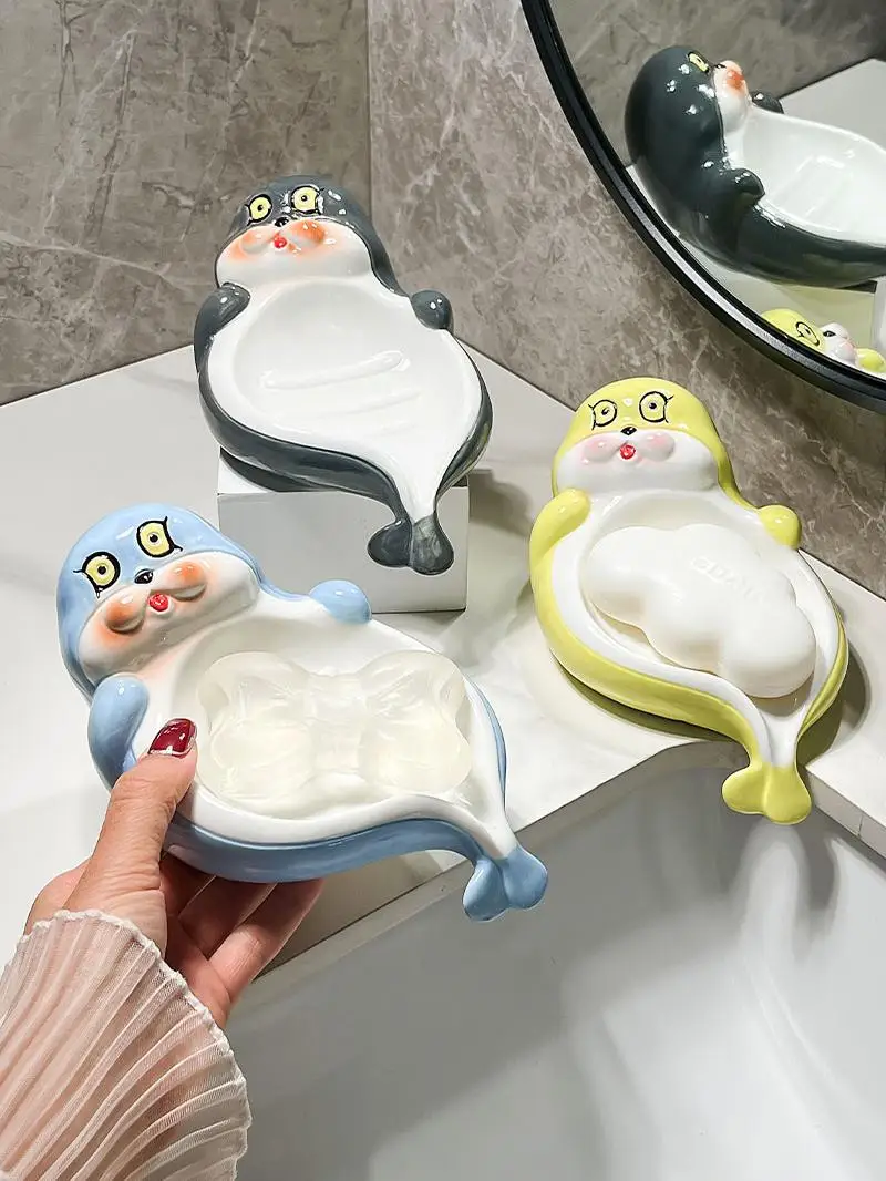 

without water accumulation storage soap box bathroom accessories Seal soap box ceramic soap dish bathroom drainage