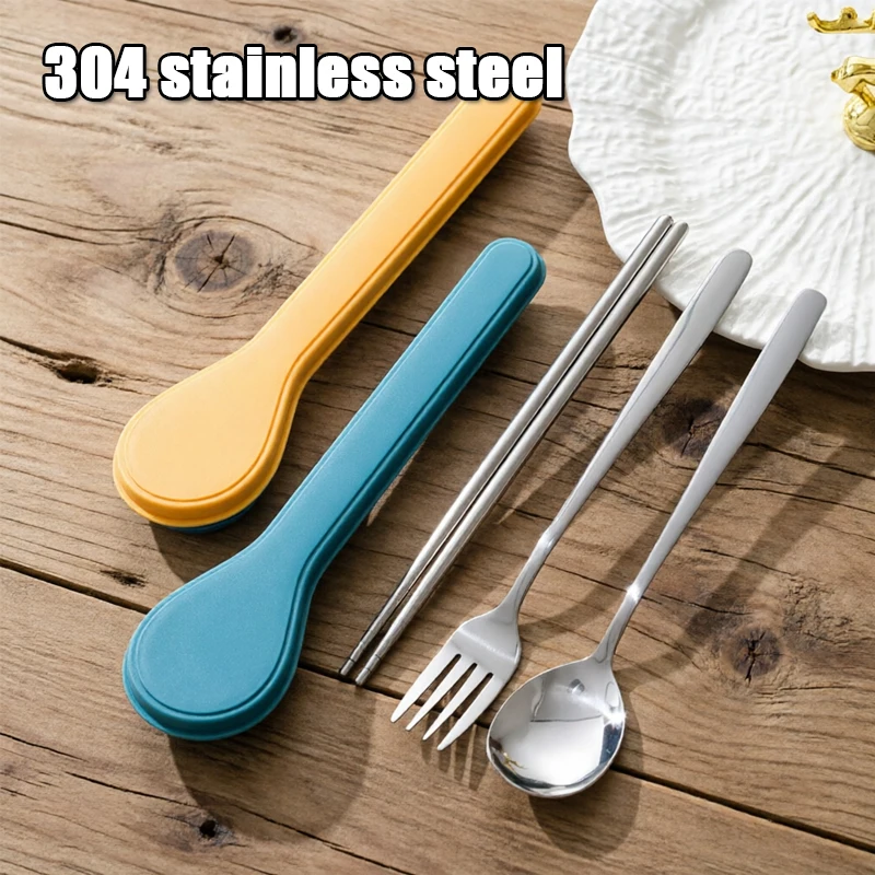 Cutlery Set With Storage Case Korean Style Portable Tableware Set Home School Kitchen Dinnerware Services Utensil Set Spoons