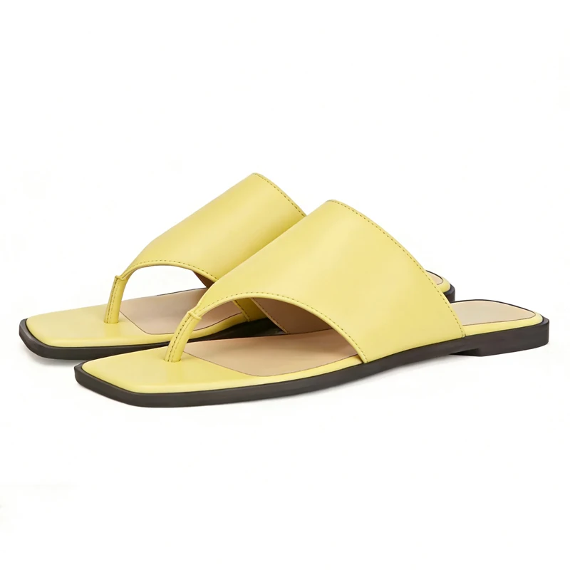 Women's Suede Leather Flat Flip Flop Sandals for Summer Beach