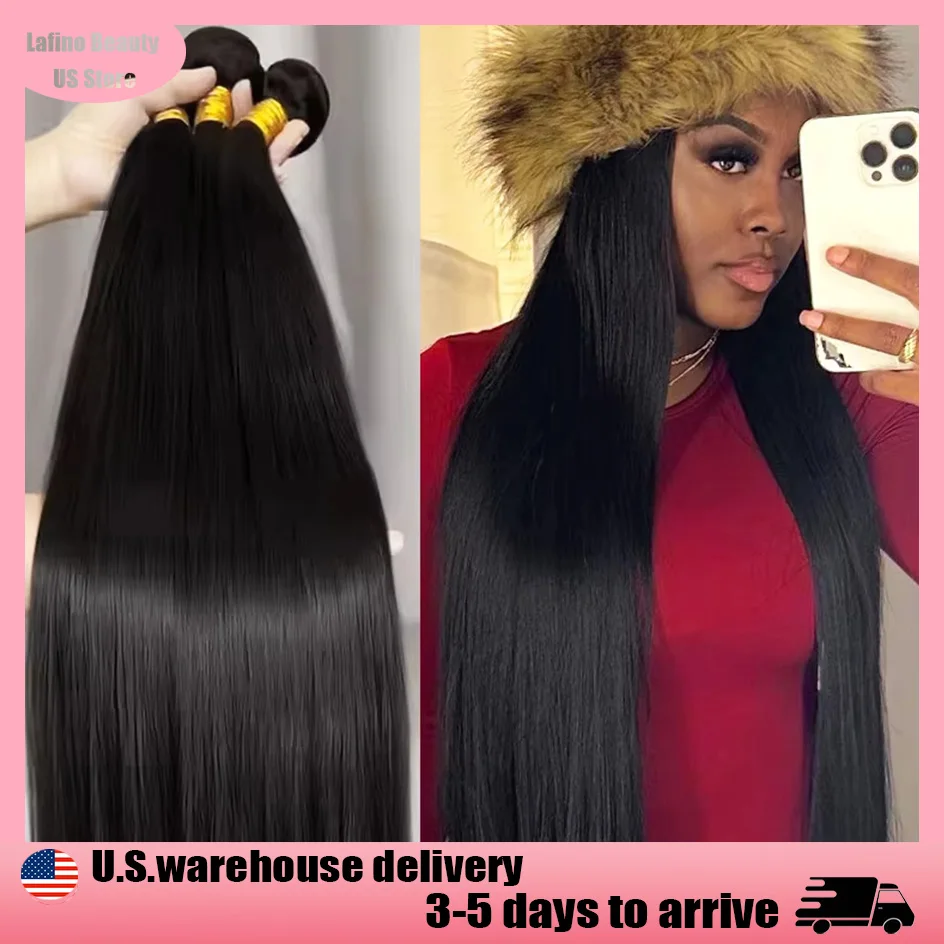 

Lafino 10-30 Inch 100% Human Hair 3 Pcs Bone Straight Bundles Straight Natural Black Wig Human Hair Straight Wig Brazilian Hair