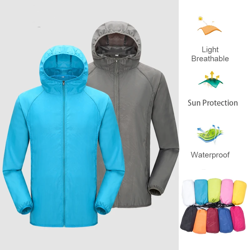 Z50 acampamento chuva caminhadas jaquetas unisex à prova dunisex água roupas de proteção solar pesca secagem rápida pele blusão com bolso