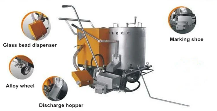 Caldera de máquina de marcado de línea de carretera de empuje manual de pintura termoplástica de alta calidad para campuses