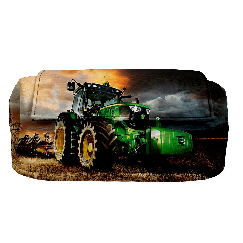 Game Tractor Pattern Pencil Case for Children, Double Storage Bag, 3D, Oxford, Impermeável, Desenhos animados, Anime, Estudantes, Meninos, Meninas